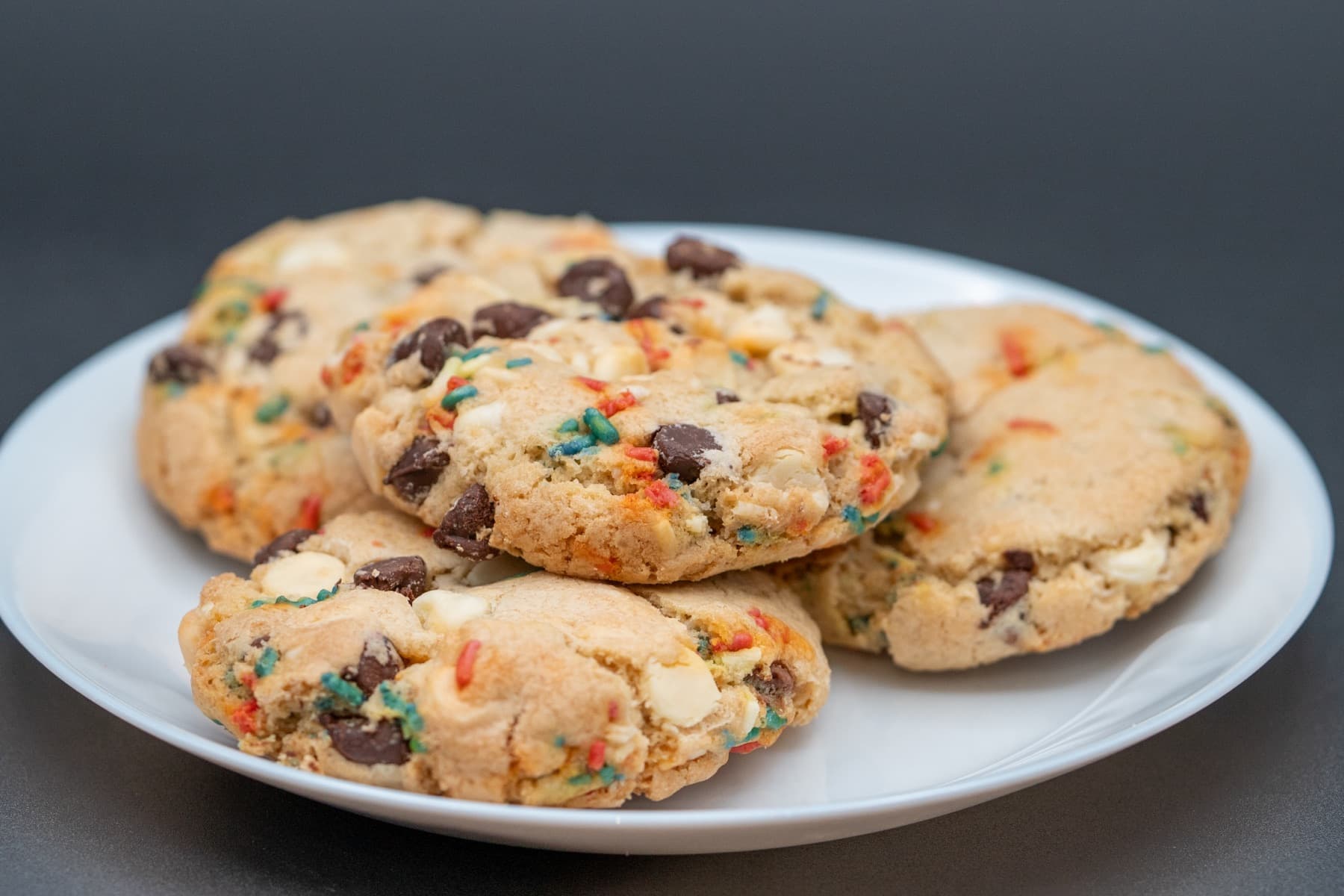Plate of scratch-made cookies with chocolate chips at Kaleidoscope Cafe